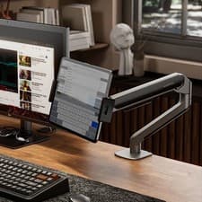 Image of Metal articulating arm stand for tablets, compatible with phones, adjustable and