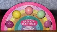 Image of RAINBOW BATH BOMBS SET OF 5 SCENTED BLUEBERRY VANILLA CHRISTMAS GIFT PRESENT
