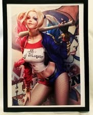 Image of Harley Quinn by Stanley Artgerm Lau FRAMED 12x16 Art Print DC Comics Poster