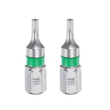 Image of 2pcs T8H Magnetic Torx Screwdriver Bits 1/4" Hex Shank 1" Length S2 Steel
