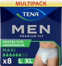 Image of TENA Men Premium Fit Level 4 Pants - L/XL - Case - 3 Packs of 8 Total 24 Pants