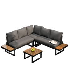Image of 5 Seater Garden Furniture Set Outdoor Lounge Modular Sofa Set w/ Grey Cushions