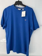 Image of GANT Men's Blue Cotton Shield Logo Short Sleeve T-Shirt Size Large BNWT