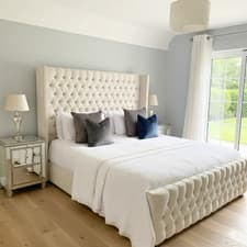 Image of Chesterfield Winged Bed Frame Plush Velvet Upholstered Gas Lift Storage Double