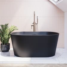 Image of Matt Black Freestanding Double Ended Bath 1300 x 715mm - Phoenix PHO1300MB