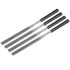 Image of 4Pcs Second Cut Steel Flat Needle File with Plastic Handle, 4mm x 160mm