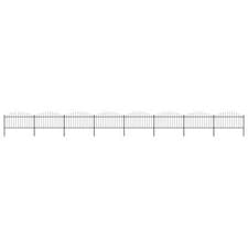 Image of Garden Fence with Spear Top Steel (1.25-1.5)x13.6 m Black vidaXL