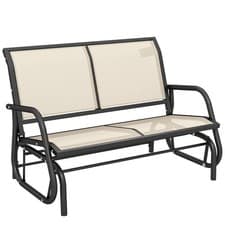 Image of Outsunny 2-Person Patio Glider Bench Gliding Chair Loveseat w/ Armrest Beige