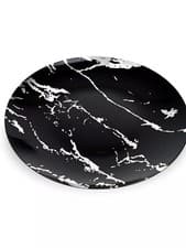 Image of 10 Black SilverMarbleHard Reusable plastic plates 20cm for all occasions