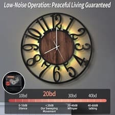 Image of Large Silent Wall Clock Battery Operated – Black 60CM