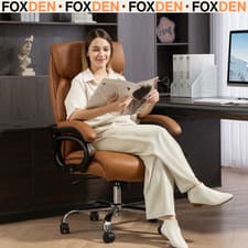 Image of Brown Executive Office Chair Faux Leather Adjustable Height Armrests High Back