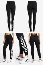 Image of Adidas Womens Linear Leggings Black White Logo XS UK 4-6 High Waist BNWT