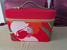 Image of TED BAKER Vanity Case - New Solid Makeup Zip Bag Bold Red Floral