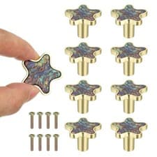 Image of 8 Pcs Star Shaped Cabinet Knobs, Bathroom Dresser Knobs Drawer Pulls Multicolor