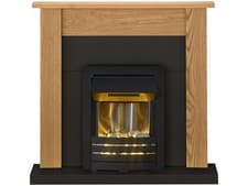 Image of Adam Southwold Fireplace Suite in Oak and Black with Helios Electric Fire in ...