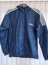 Image of Adidas Originals Navy Hooded Windbreaker Jacket – Size M – New Without Tags