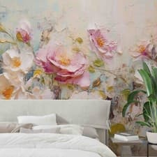 Image of 3D Abstract Art Floral Painting Self-adhesive Removeable Wallpaper Wall Mural