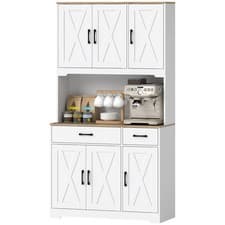 Image of HOMCOM 175cm Tall Kitchen Pantry, Kitchen Cabinet w/ Drawers, Shelves, White