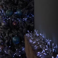 Image of 9.3m 720 LED Christmas Cluster String Lights with Timer in White on Clear Cable