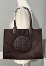 Image of Tory Burch Ella Mini Tote Bag with Magnetic and Gusset Snap Closures. New