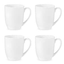 Image of Royal Worcester x Serendipity Set of 4 Coffee Mugs Bone China Whiet Mugs wit...