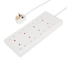 Image of Extension Lead 8 Way Gang 5M 13A Mains Power Socket Cable White UK Plug