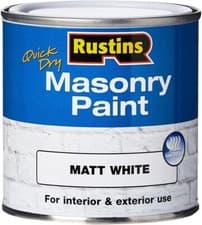 Image of RUSTINS QUICK DRY MASONRY PAINT MATT FINISH BLACK CREAM RED WHITE 250ML NEW
