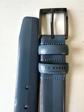 Image of TED BAKER BELT NEW LEATHER £59 Light Blue Retro Style BNWT Adjustable Luxury