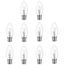 Image of 10 X 28W = 37W BC B22 Halogen Candle Light Bulbs