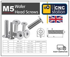Image of M5 Ultra Thin Wafer Flat Head Low profile Screws Bolt Allen Key Stainless Steel