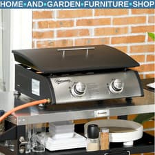 Image of Portable Tabletop Gas Grill with 2 Burner 10kW Non-stick Griddle for BBQ Camping