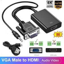 Image of 1080P HD VGA To HDMI Adapter Converter With 3.5mm Audio Cable For HDTV TV PC✔