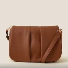 Image of Monsoon Accessorize Jemma Fold Black Cross Body Tan Bag Faux Leather Bnwt