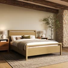 Image of Light Oak King Size Wooden Bed Frame - Vixen VXN004K