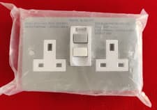 Image of NEW 13 AMP 2 GANG DOUBLE POLE METAL CLAD RCD PROTECTED SOCKET