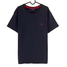 Image of GANT Navy Blue Contrast Logo Crew Neck T Shirt Size XL