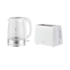 Image of Tower Illuminating 1.7l kettle and 2 slice white toaster, White EEJB321