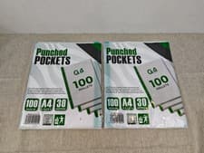 Image of 200 A4 Plastic Value Punched Punch Pockets 10-15 Sheets 30 Micron for Folders