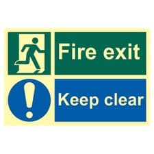 Image of ASEC `Fire Escape Keep Clear` Sign Photoluminescent 300mm x 200mm - 300mm x 200m