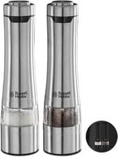 Image of Russell Hobbs Battery Powered Salt and Pepper Grinders - Silver NEW
