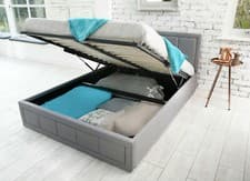 Image of OTTOMAN STORAGE GAS LIFT 4FT DOUBLE & KING SIZE FABRIC BED ORTHOPAEDIC MATTRESS!