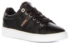 Image of Guess Guess Britz Lace Up Side Logo Lace Up Womens Trainer In Black UK 3 - 8