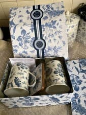 Image of Portmeirion Botanic Blue Ceramic 5 Piece Tea Set and coasters Boxed
