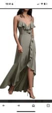 Image of NWT BHLDN Hailee Ruffle Wrap Dress in Olive Sage Green Size 14
