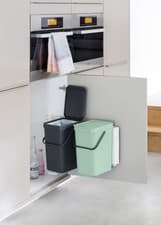 Image of Brabantia Sort&Go Waste Bin 2x12L Double Built-In Dual Bin for Kitchen Cupboards