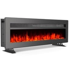 Image of 40 Inch Electric Fireplace with Remote, Wall Mounted Inset Freestanding 12 Flame
