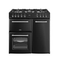 Image of Belling 444411820 Farmhouse 90DF 90cm Dual Fuel Range Cooker 5 Burners Black