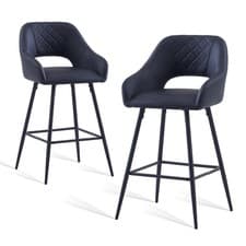 Image of 2X Breakfast Bar Chairs PU Leather High Bar Stools for Counter Kitchen Cafe