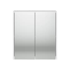 Image of 2 Door Wall Mounted Mirror Cabinet Gloss White Bathroom Storage Unit, 600mm