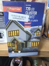 Image of Premier 480 Cluster Christmas Tree Lights Green Cable 200 LED Lights Warm White